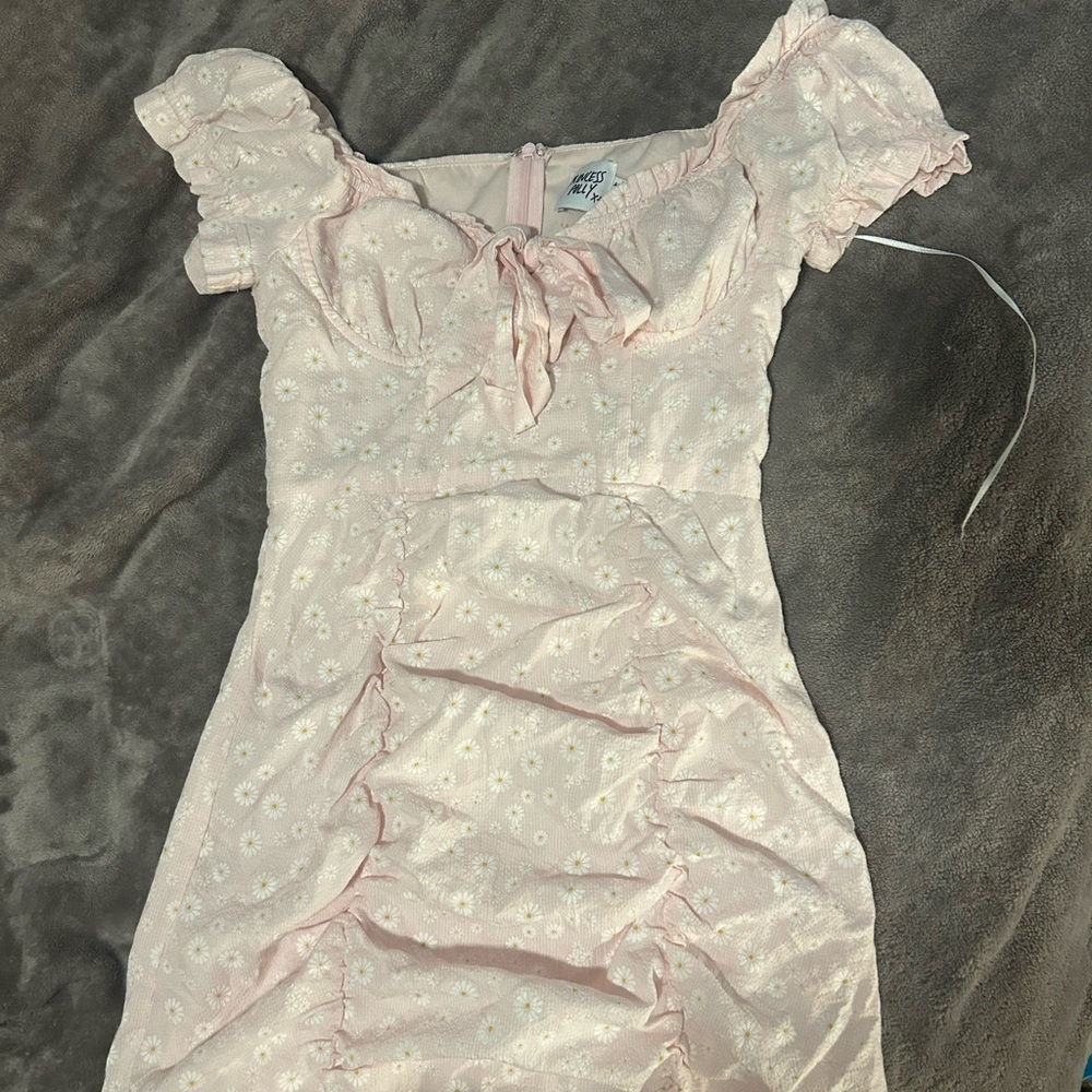 Pink Floral Dress with Ruffle Sleeves